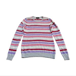 CHARTER CLUB Luxury Striped 100% Cashmere Sweater Small